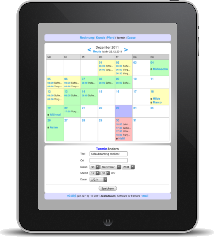 Farrier software on iPad